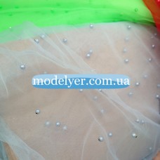 Ткань Сетка с жемчугом (голубой)